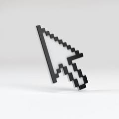 Black Cursor Mouse arrow pointer with shadow 3d