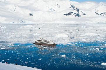 View of the cruise ship in Antarctica © Asya M