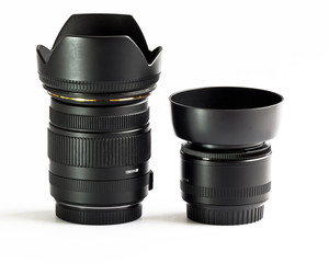 Optical lens zoom 17-50 and fix 50 mm. with hood.