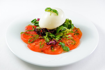 Tomato, fresh mozzarella, and basil salad