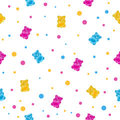 Seamless pattern with jelly bears