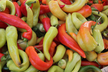 Fresh peppers at a market