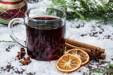 Glass with mulled wine