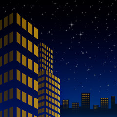Fototapeta premium night cityscape with starlight on the colorful sky