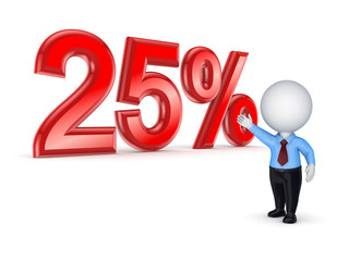 25% sign isolated on white background.