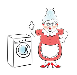 Бабушка купила новую стиральную машину.
