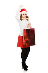 Beautiful christmas woman in santa hat