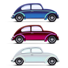 Set of multicolored Old cars