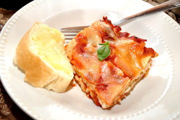 Lasagna Served with Italian Bread