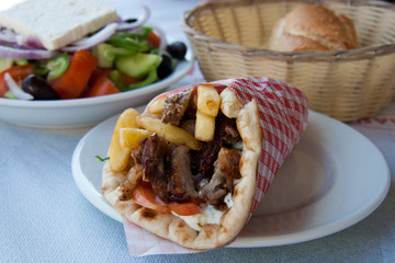 Gyros Pita, mediterranean street food and greek salad