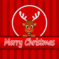 Fototapeta na wymiar Reindeer Rudolph wishing Merry Christmas