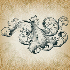 Vector vintage baroque floral scroll pattern