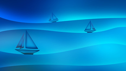 Illustration de fond de mer avec des voiliers