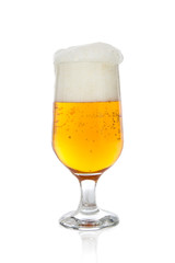 Glass of beer on white background