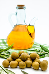 Green olives and olive oil