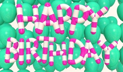 Happy birthday balloons Pink and white