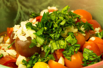 Ingredients chopped for salsa