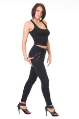 beautiful woman in a black tight dress