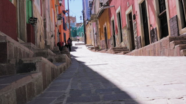 Colors in street of Mexico. Shot with steadycam