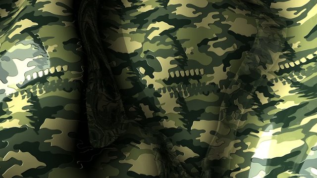 Waving animation with pattern, military camouflage.