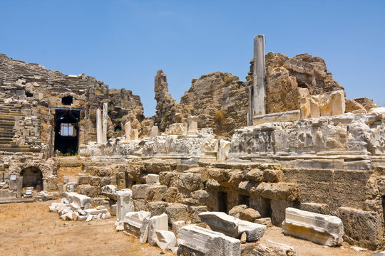 Old amphitheater in Side, Turkey