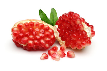 Sweet pomegranate with leafs