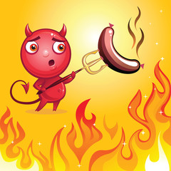 funny cartoon character devil barbecue