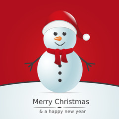 snowman with scarf and hat red background