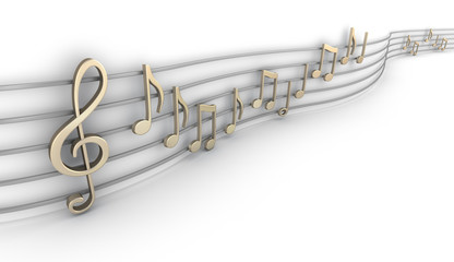 Fototapeta premium Set of nine musical notes isolated on white