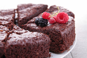 chocolate pie and berries fruit