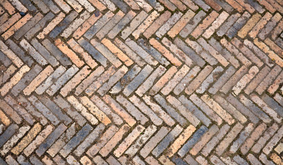 Colorful stone block paving