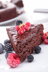 chocolate pie and berries fruit