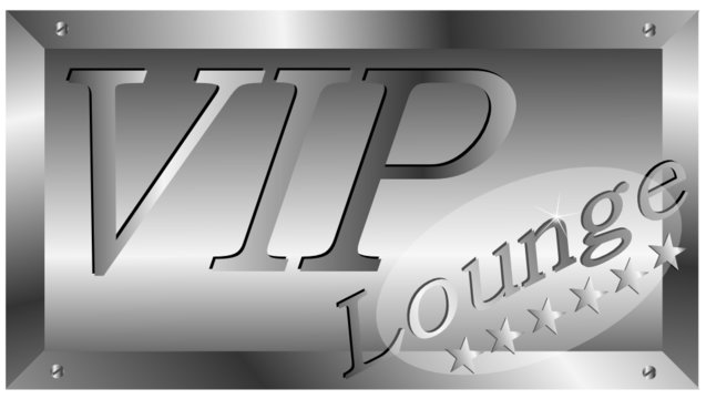 Schild VIP Lounge in Silber mit Schrauben