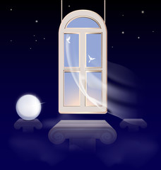 window in the morning sky