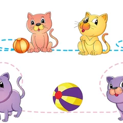 Foto op Plexiglas Katten katten en bal
