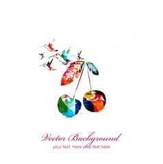 Cherry with hummingbirds background