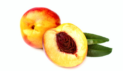 Sweet peach with leaf