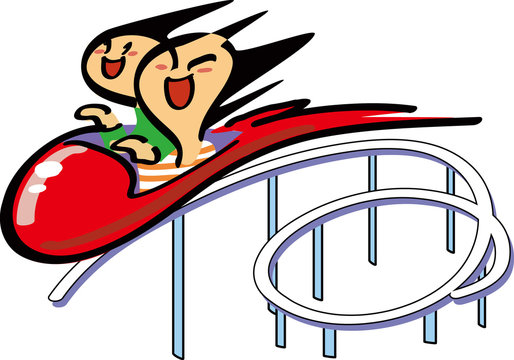 roller coaster ride with two happy people clip art preview