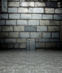 3d wall with brick texture, empty interior