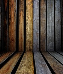 3d wall with wooden shutters texture, empty interior