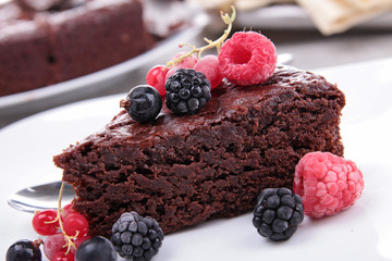 chocolate pie and berries