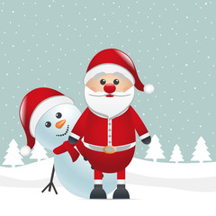 santa claus and snowman landscape