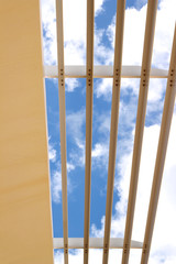 Aluminium louver or sun shade with blue sky background