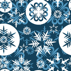Christmas and New Year seamless pattern with snowflakes