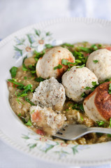 Meatballs (chicken) in eggplant sauce