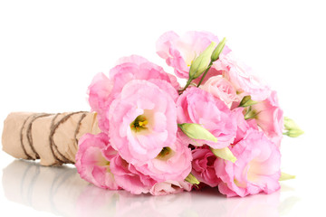 bouquet of eustoma flowers, isolated on white