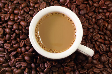 coffee milk and beans