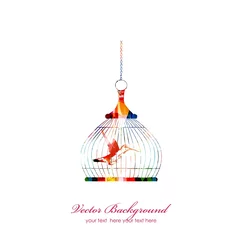 Crédence de cuisine en verre imprimé Oiseaux en cages cage à oiseaux avec un seul oiseau à l& 39 intérieur