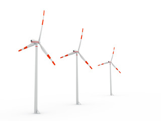 Windrad 3D vor wei&szlig;em Hintergrund