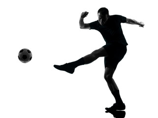 Fototapeta na wymiar man soccer player silhouette